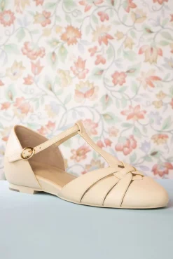 Sale Charlie Stone Montpellier Flats Met T-Strapjes In Creme
