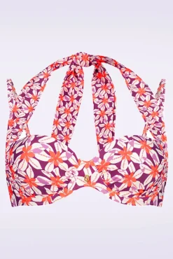Shop TC Beach Multiway Summer Flowers Bikinitop In Paars
