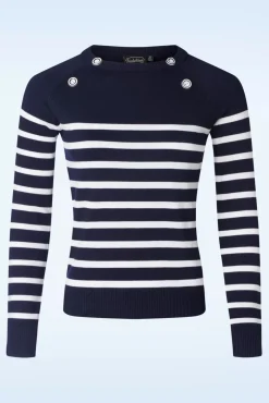 Store Vixen Nautical Stripe Sweater In Marineblauw