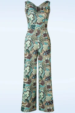Hot Vintage Chic for Topvintage Paisley Jumpsuit In Groen En Bruin