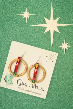 Online Glitz-o-Matic Papegaai Bamboe Oorringen In Rood