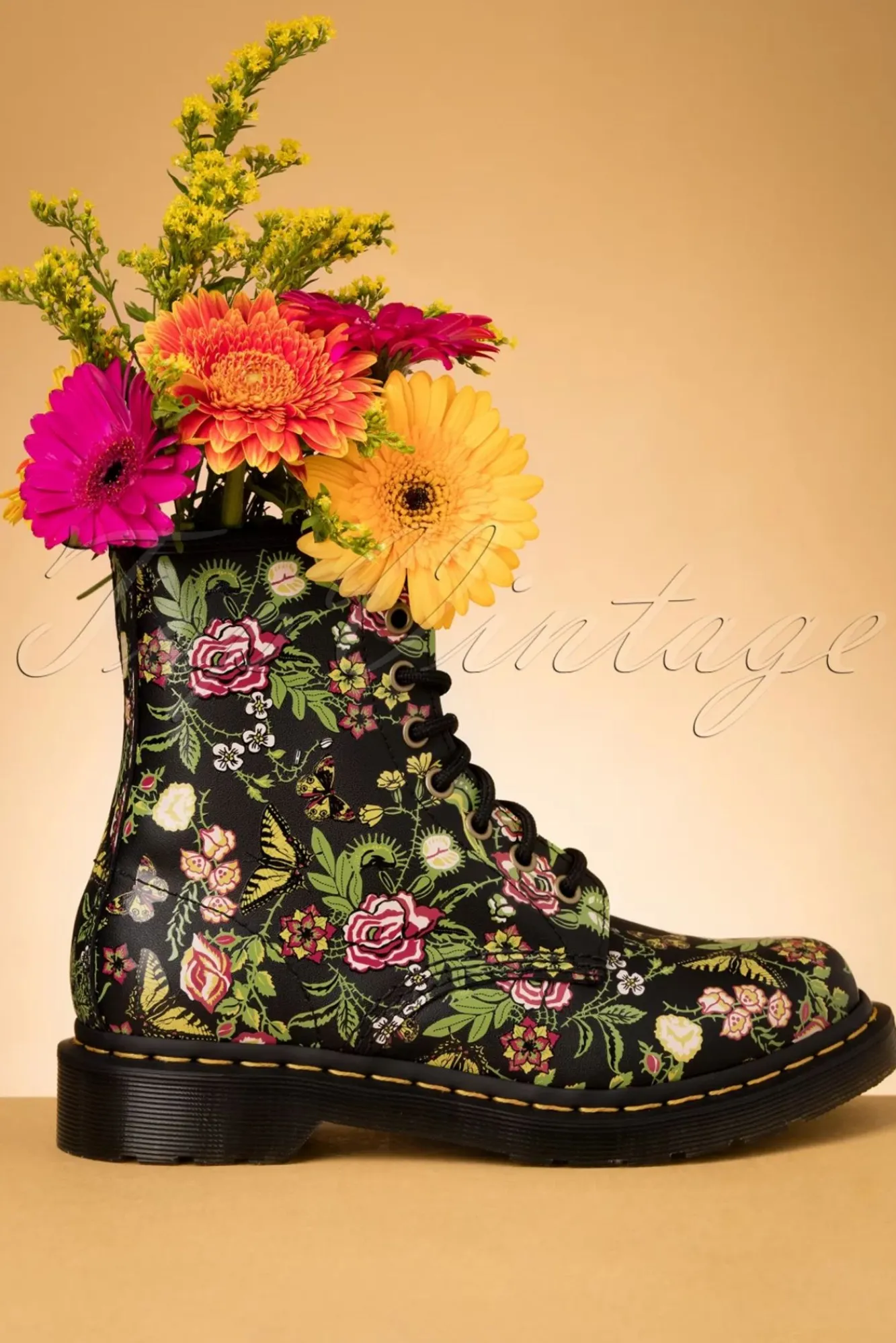Outlet Dr. Martens 1460 Pascal Backhand Bloom Laarzen In Zwart