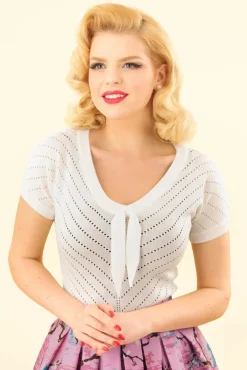 Outlet Banned Retro Patricia Pointelle-Top In Gebroken Wit