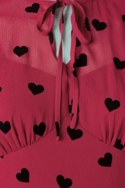 Flash Sale Vixen Peppa Chiffon Hearts Tea Jurk In Frambozenrood