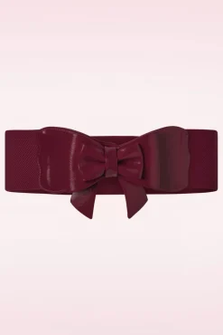 Clearance Banned Retro Play It Right Bow Belt In Bordeauxrood