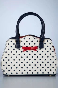 Store Banned Retro Poppy Polka Handtas In Wit