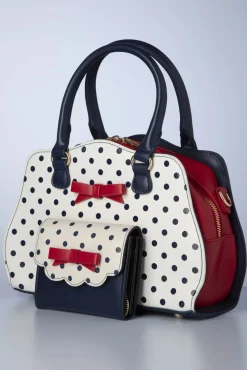 Store Banned Retro Poppy Polka Handtas In Wit