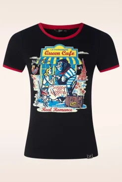 Outlet Queen Kerosin Queen Cafe T-Shirt In Zwart