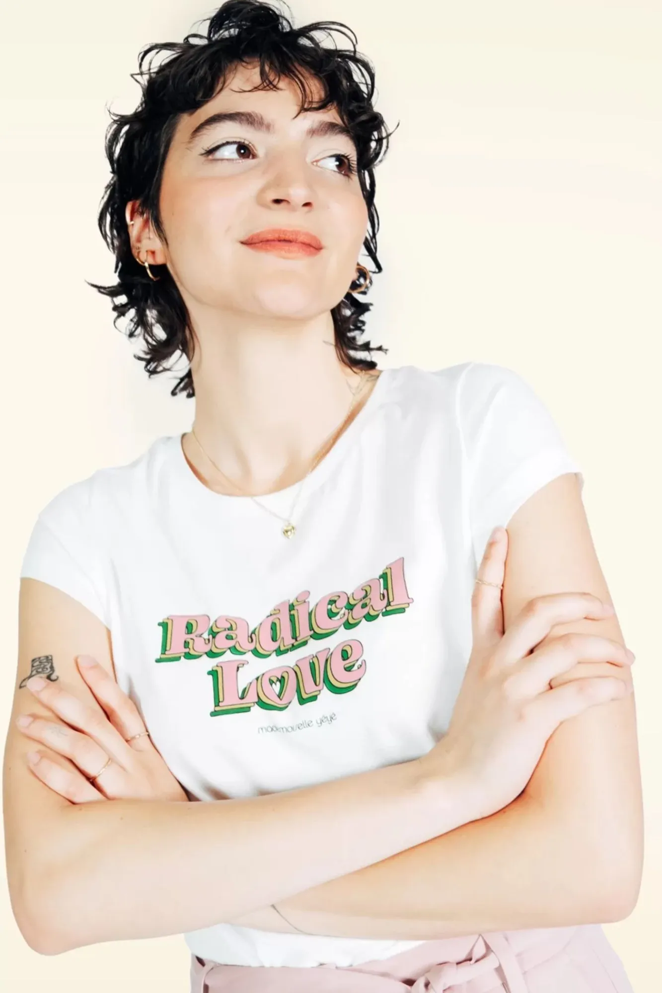 Shop Mademoiselle Yu00e9Yu00e9 Radical Love T-Shirt In Ecru