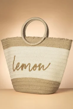Cheap Smashed Lemon Raffia Boho Draagtas In Zand