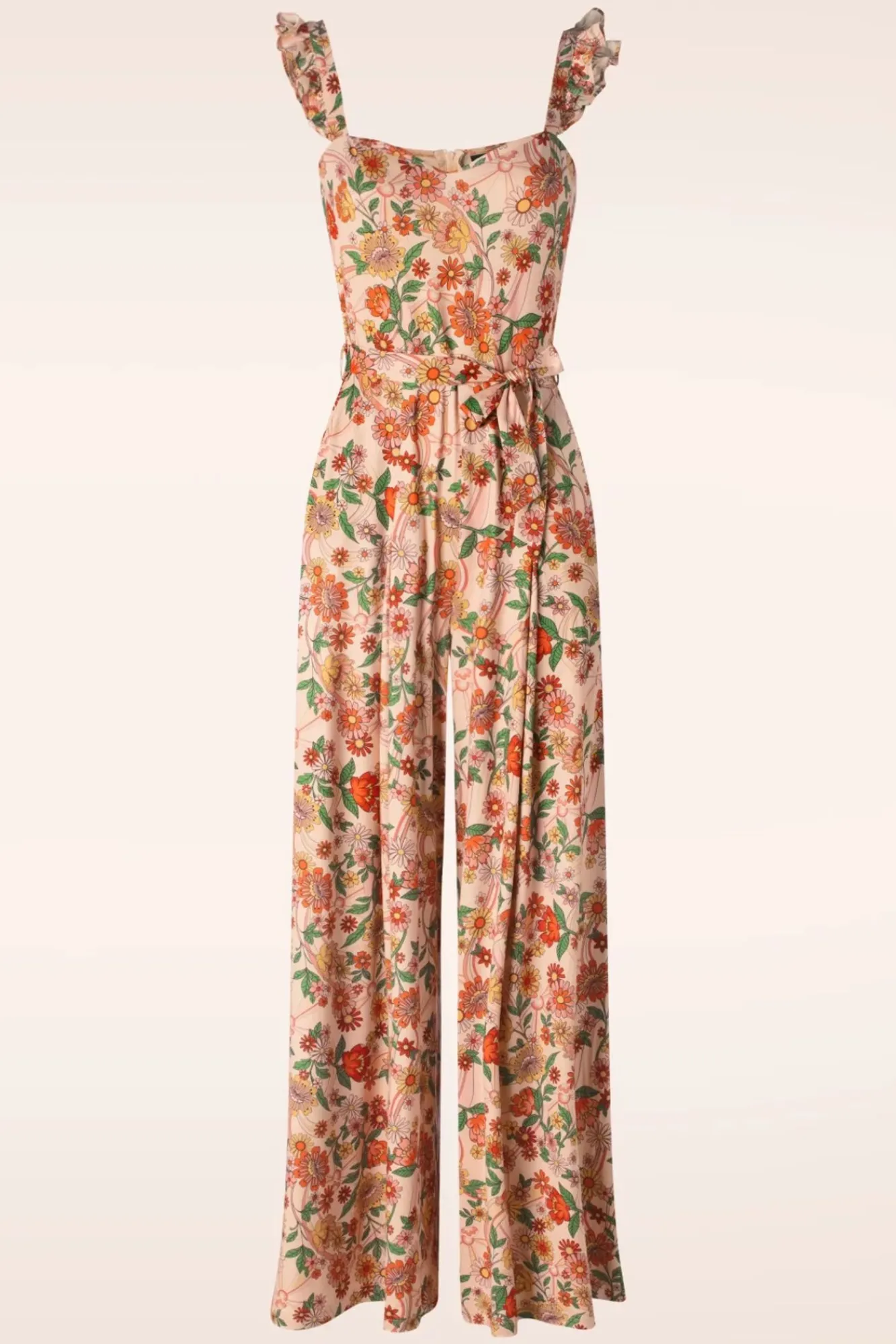 New Vixen Rainbow Floral Print Jumpsuit In Licht Roze