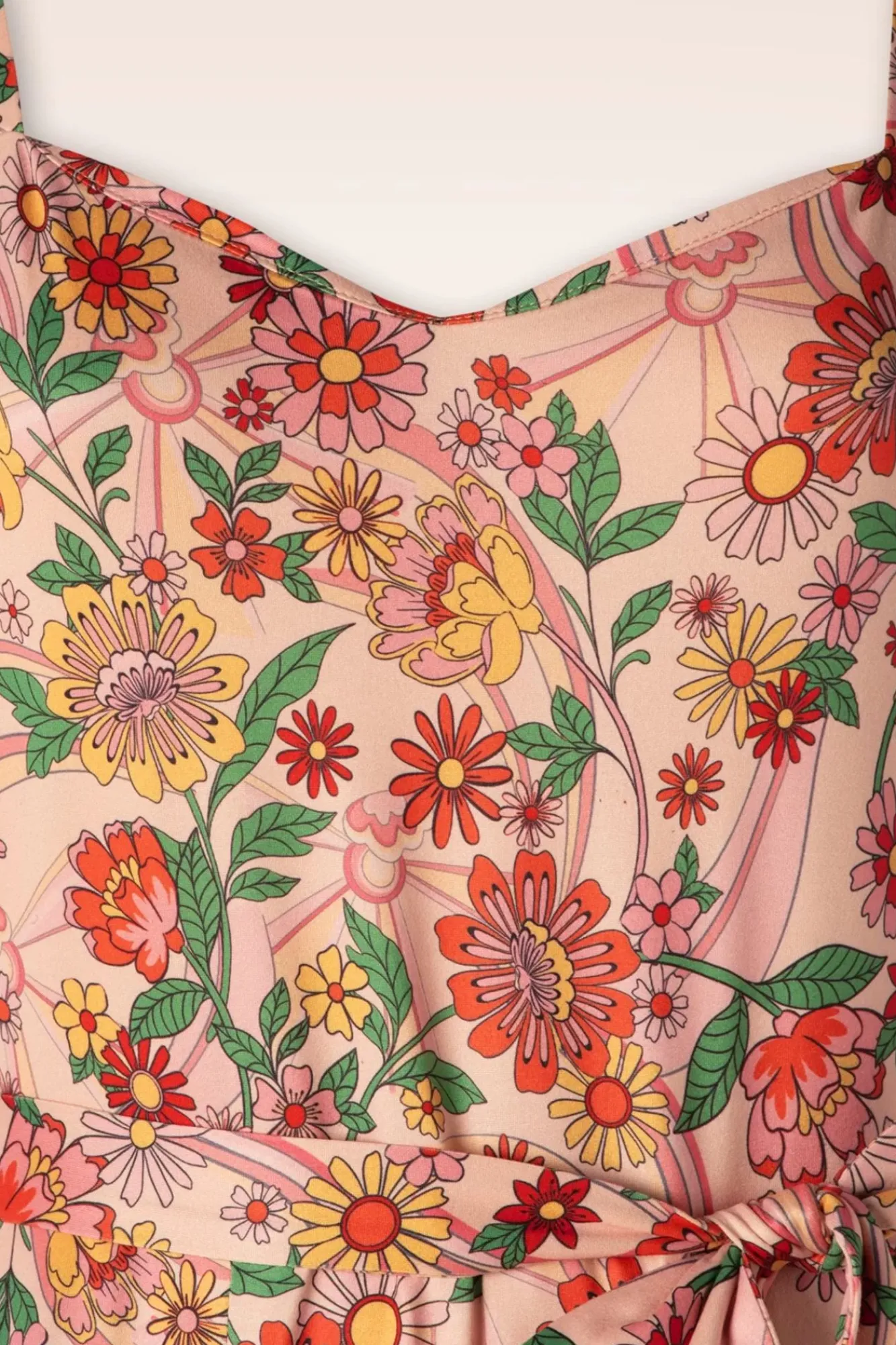 New Vixen Rainbow Floral Print Jumpsuit In Licht Roze