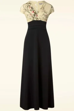 Clearance Vintage Chic for Topvintage Rinda Floral Maxi Jurk In Zwart