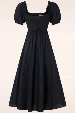 Cheap Timeless River Embroidery Swing Jurk In Zwart