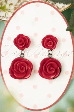 Store Sweet Cherry Romantische Rode Rozen Oorbellen