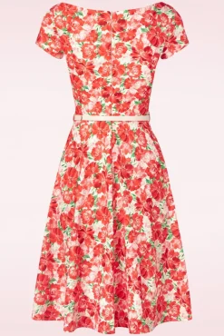 Cheap Vintage Chic for Topvintage Ronanda Floral Swing Jurk In Wit En Rood