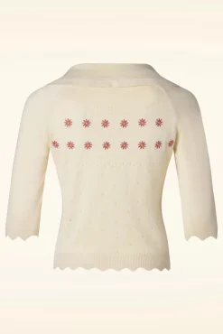 Fashion Banned Retro Rose Vest In Gebroken Wit
