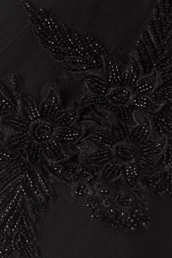 Hot Rebel Love Clothing Sabrina Beaded Tulle Sash Pencil Jurk In Zwart