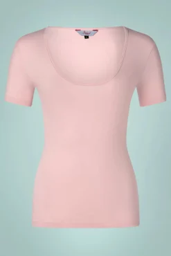 Hot Banned Retro Scoop Swim Top In Roze