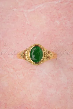 Online Topvintage Boutique Collection Selflove Ring In Goud En Groen