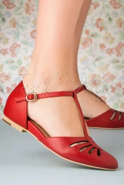 Best Sale Charlie Stone Singapore T-Strap Ballerina's Flats In Rood