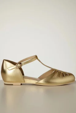 Fashion Charlie Stone Singapore T-Strap Ballerina Flats In Goud