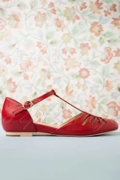 Best Sale Charlie Stone Singapore T-Strap Ballerina's Flats In Rood