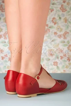 Best Sale Charlie Stone Singapore T-Strap Ballerina's Flats In Rood