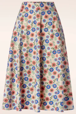 Cheap Banned Retro Sweet Floral Swing Rok In Creme
