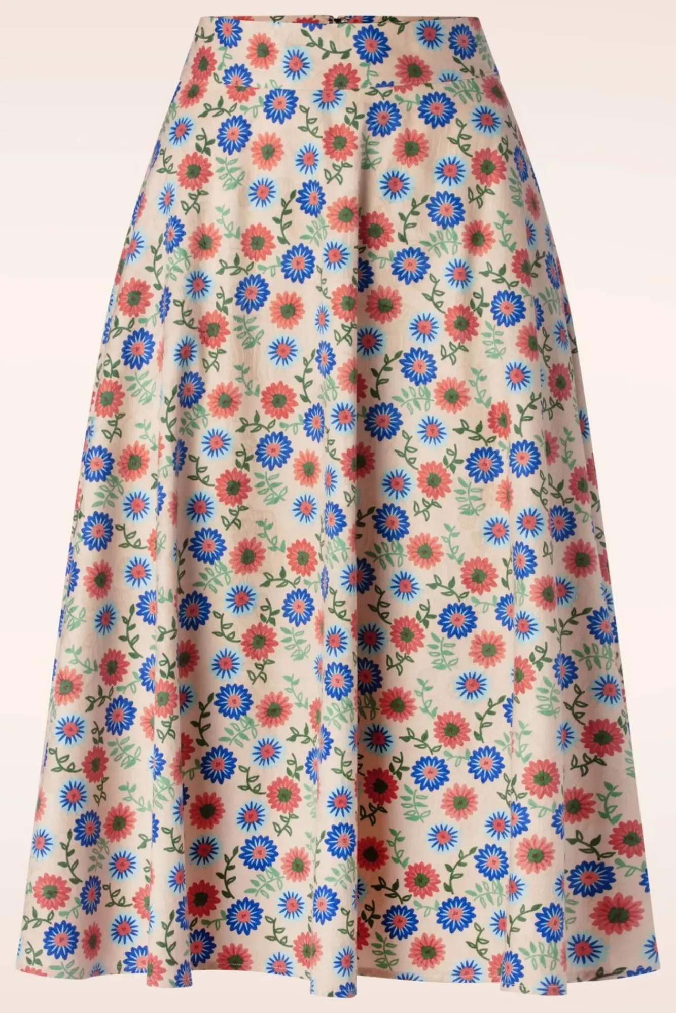 Cheap Banned Retro Sweet Floral Swing Rok In Creme