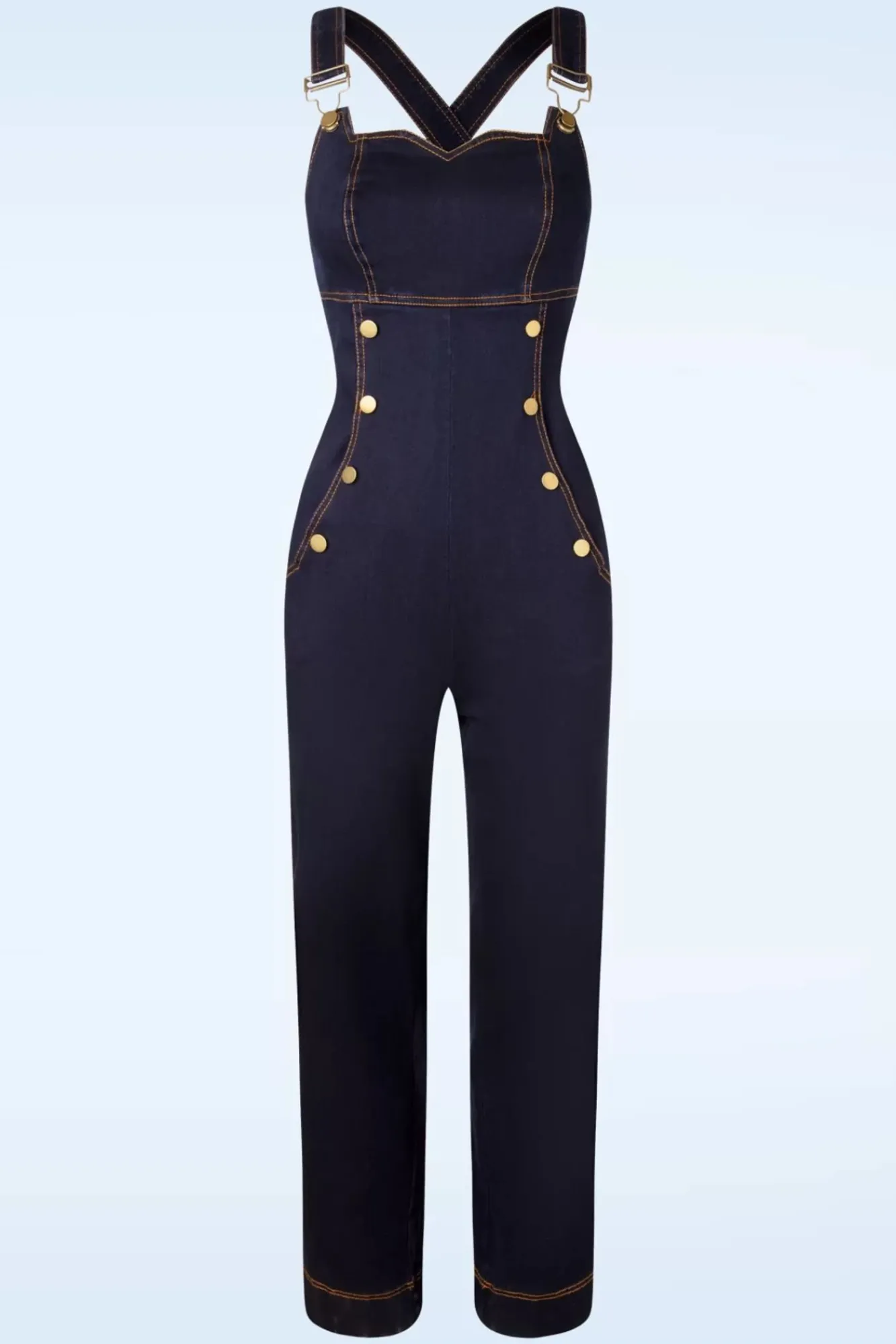 Sale Vixen Tallulah Overall Met Wijde Pijpen In Denim