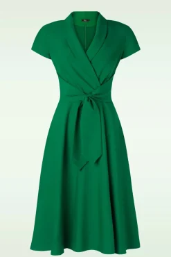 Clearance Vintage Diva The Emma Swing Jurk In Smaragdgroen