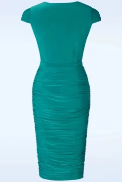 Fashion Vintage Diva The Geneveeve Pencil Jurk In Turqoise