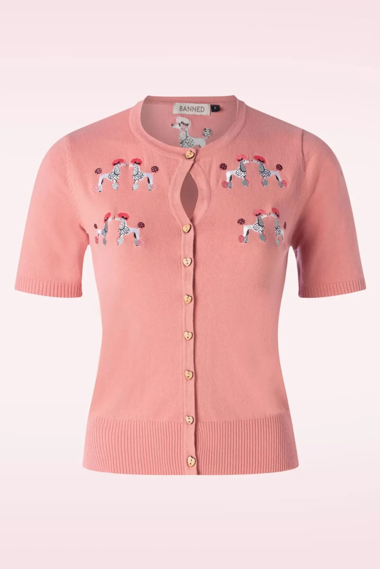 Sale Banned Retro The Kissing Poodles Cardigan In Roze