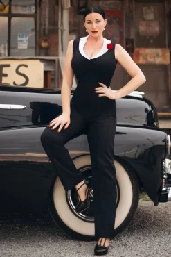 Cheap Vintage Diva The Luchia Jumpsuit In Zwart