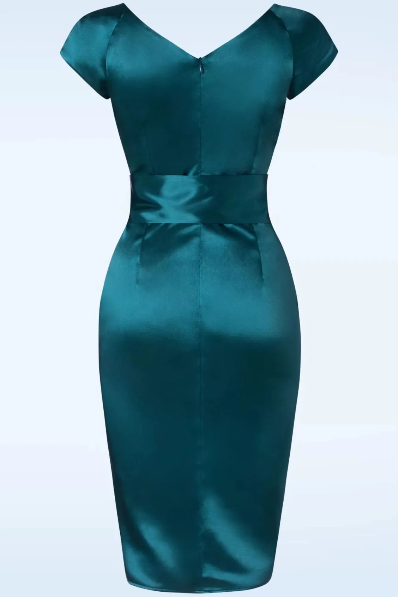 Fashion Glamour Bunny The Moira Satin Pencil Jurk In Teal