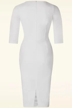 Sale Vintage Diva The Patrizia Pencil Jurk In Wit