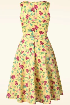 Best Topvintage Boutique Collection Topvintage Exclusive ~ Eliane Floral Swing Jurk In Lichtgeel