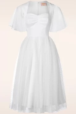 Best Sale Topvintage Boutique Collection Topvintage Exclusive ~ Holly Bridal Swing Jurk In Wit