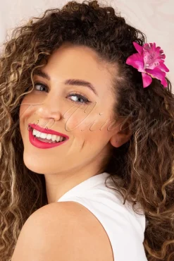 Discount Topvintage Boutique Collection Tropical Vibes Haarbloemclip In Roze