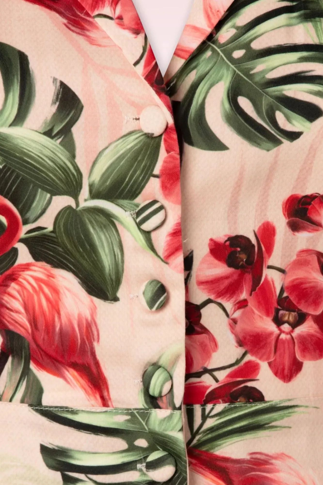 Sale Vixen Tropische Flamingo Button Up Playsuit In Licht Roze