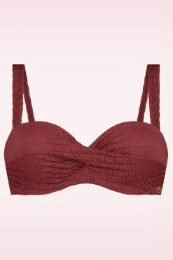 Shop TC Beach Twisted Bikinitop In Donkerrood