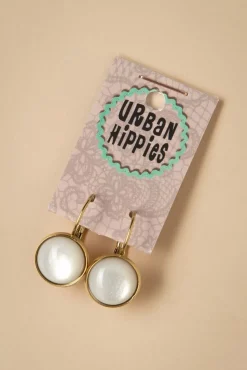 Best Sale Urban Hippies Vergulde Dot Oorbellen In Ivoor