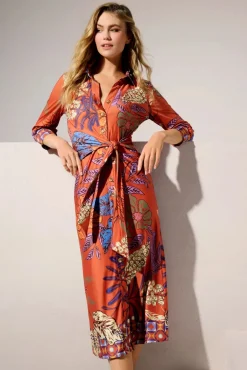 Outlet K-Design Veronica Midi Jurk In Oranje
