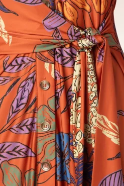 Outlet K-Design Veronica Midi Jurk In Oranje
