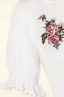 Cheap Vixen Vintage Geborduurde Bloemenblouse In Wit