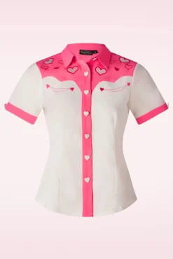Flash Sale Vixen Western Print Geborduurd Shirt In Wit