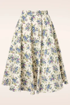 Cheap Banned Retro Wild Flower Swing Rok In Creme