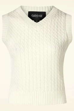 Sale Collectif Clothing Willa Gebreide Spencer In Creme