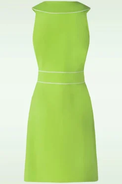 Cheap Vixen Zip Front Collared Sleeveless Jurk In Groen